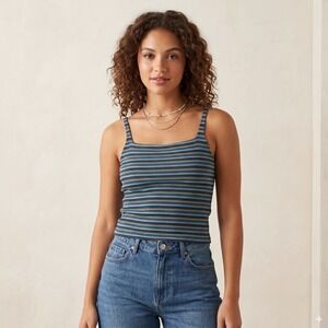 Vtg 90s Y2K No Boundaries Striped Cami Tank Top Juniors Lg 11/13 Blue Green NWT